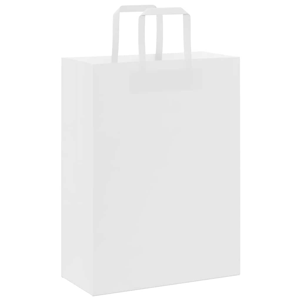 Paper Bags 250 pcs with Handles White 26x12x35 cm