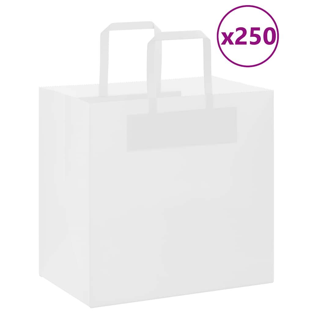 Paper Bags 250 pcs with Handles White 26x17x25 cm
