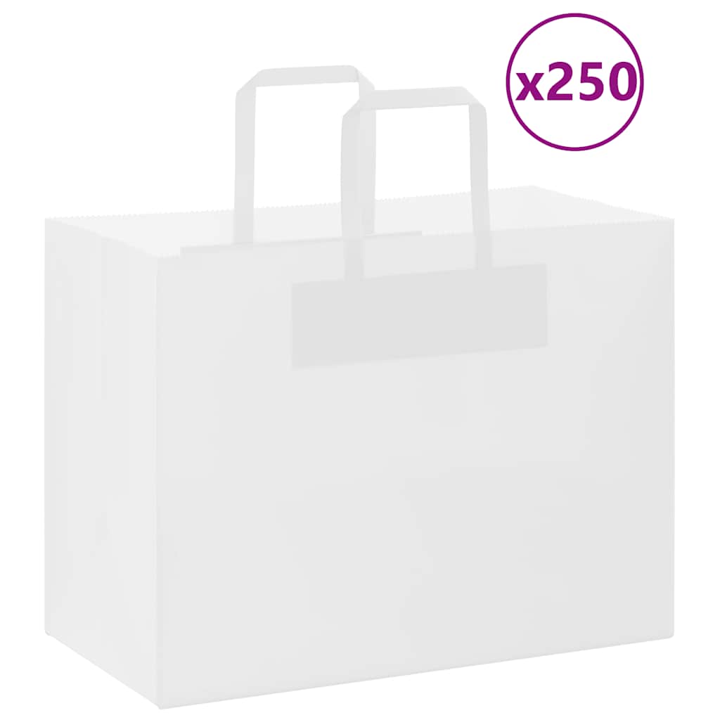 Paper Bags 250 pcs with Handles White 32x17x25 cm