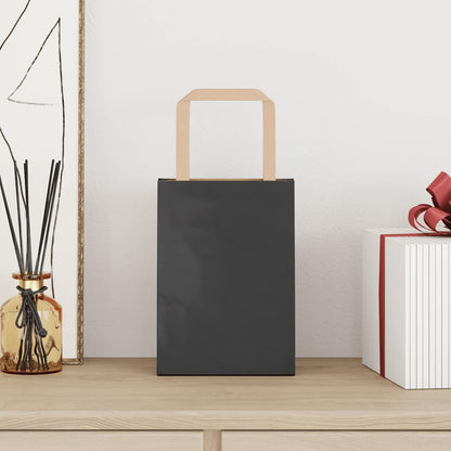 Paper Bags 50 pcs with Handles Black 15x8x21 cm