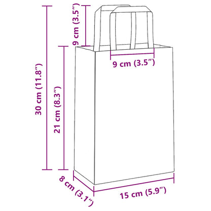 Paper Bags 50 pcs with Handles Black 15x8x21 cm