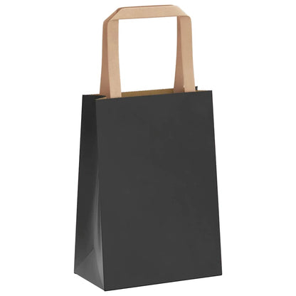 Paper Bags 50 pcs with Handles Black 15x8x21 cm