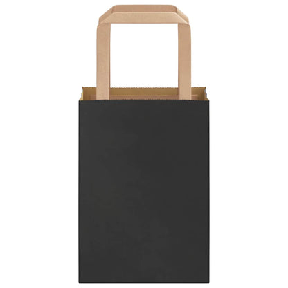 Paper Bags 50 pcs with Handles Black 15x8x21 cm