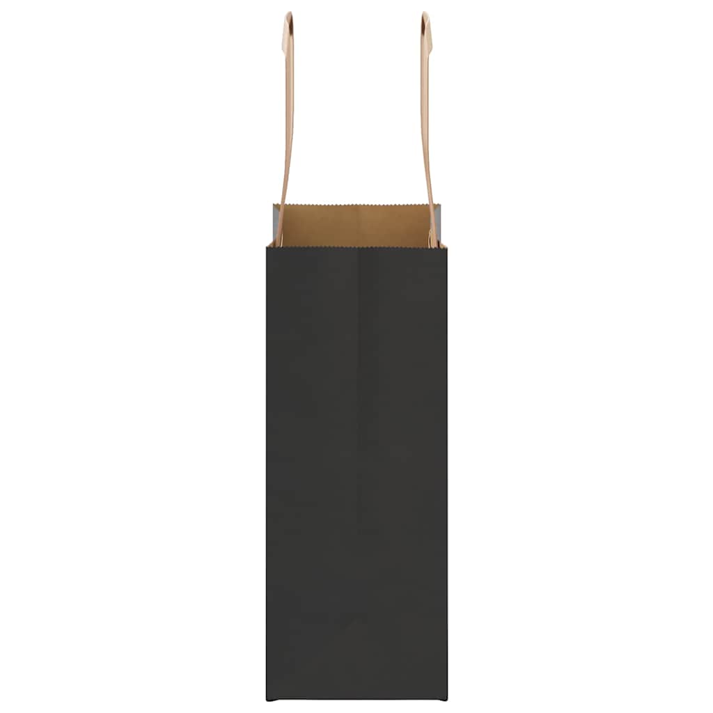 Paper Bags 50 pcs with Handles Black 15x8x21 cm