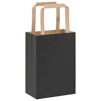 Paper Bags 50 pcs with Handles Black 15x8x21 cm