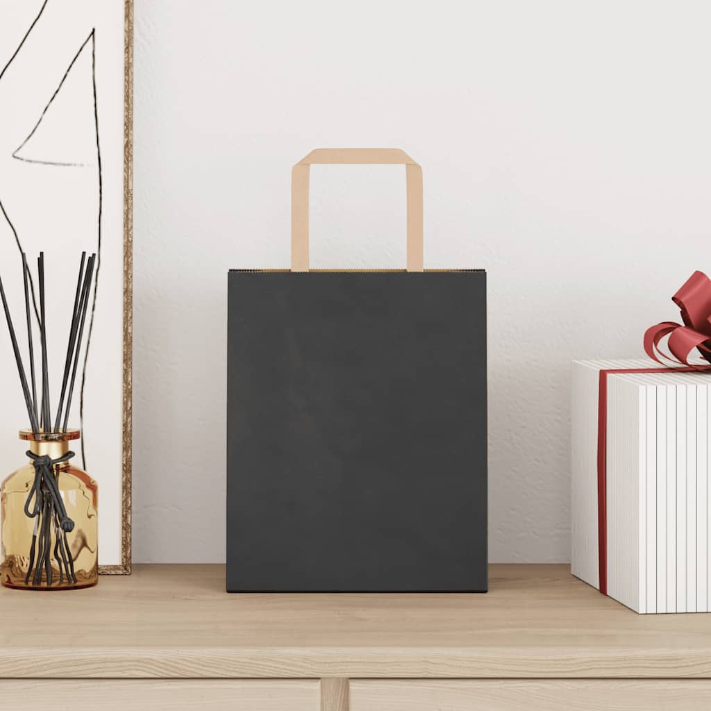Paper Bags 50 pcs with Handles Black 18x8x22 cm