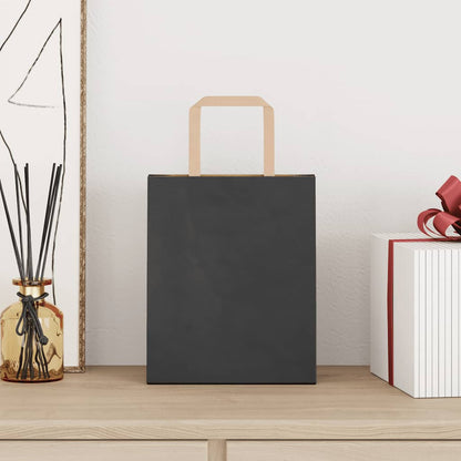 Paper Bags 50 pcs with Handles Black 18x8x22 cm