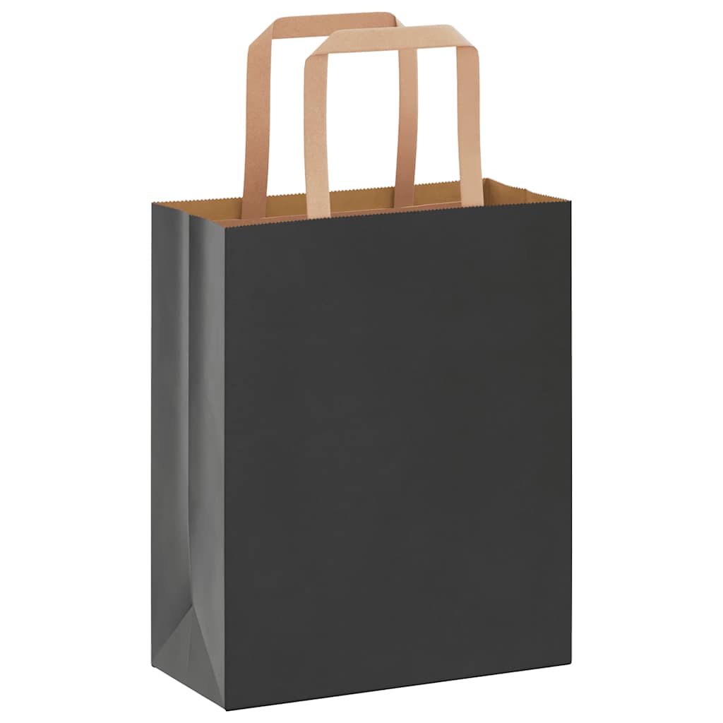 Paper Bags 50 pcs with Handles Black 18x8x22 cm