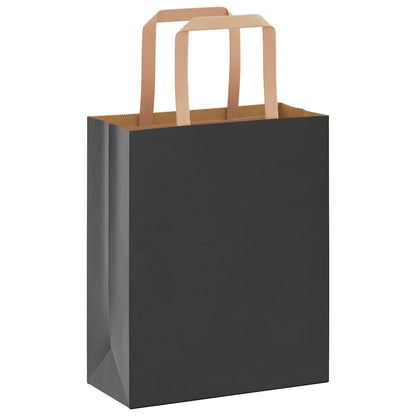 Paper Bags 50 pcs with Handles Black 18x8x22 cm