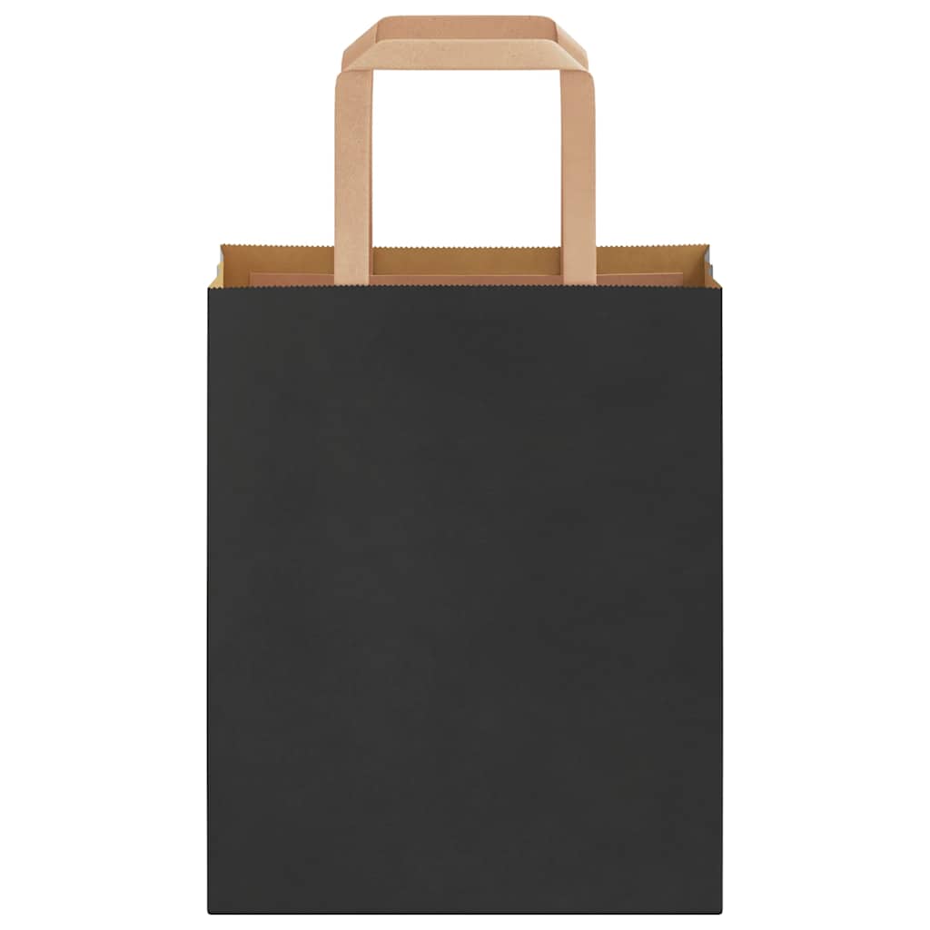 Paper Bags 50 pcs with Handles Black 18x8x22 cm