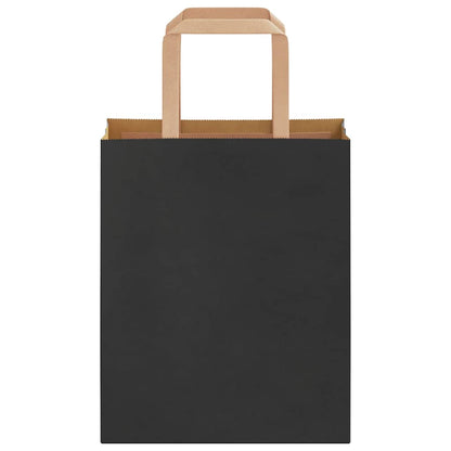 Paper Bags 50 pcs with Handles Black 18x8x22 cm