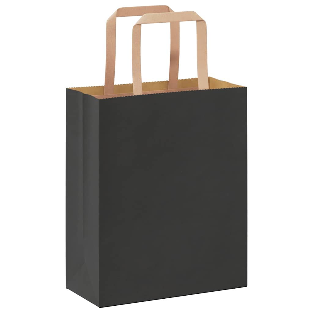 Paper Bags 50 pcs with Handles Black 18x8x22 cm