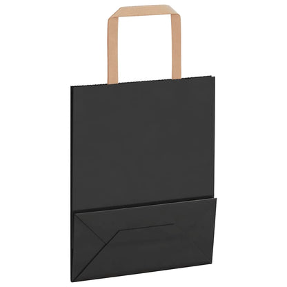 Paper Bags 50 pcs with Handles Black 18x8x22 cm