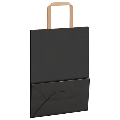 Paper Bags 50 pcs with Handles Black 21x11x28 cm