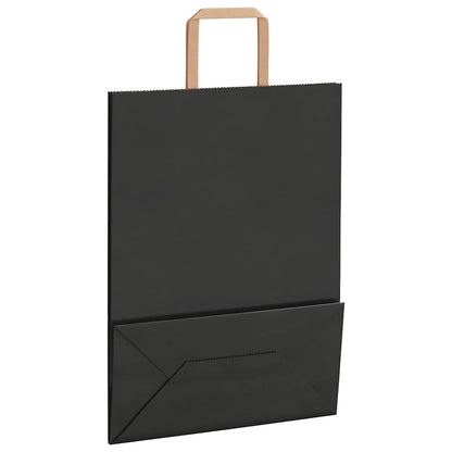 Paper Bags 50 pcs with Handles Black 26x12x35 cm