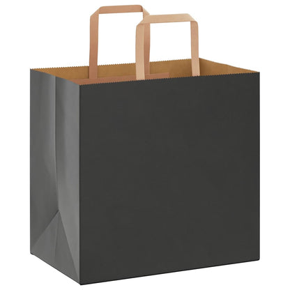 Paper Bags 50 pcs with Handles Black 26x17x25 cm