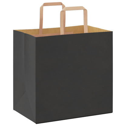 Paper Bags 50 pcs with Handles Black 26x17x25 cm