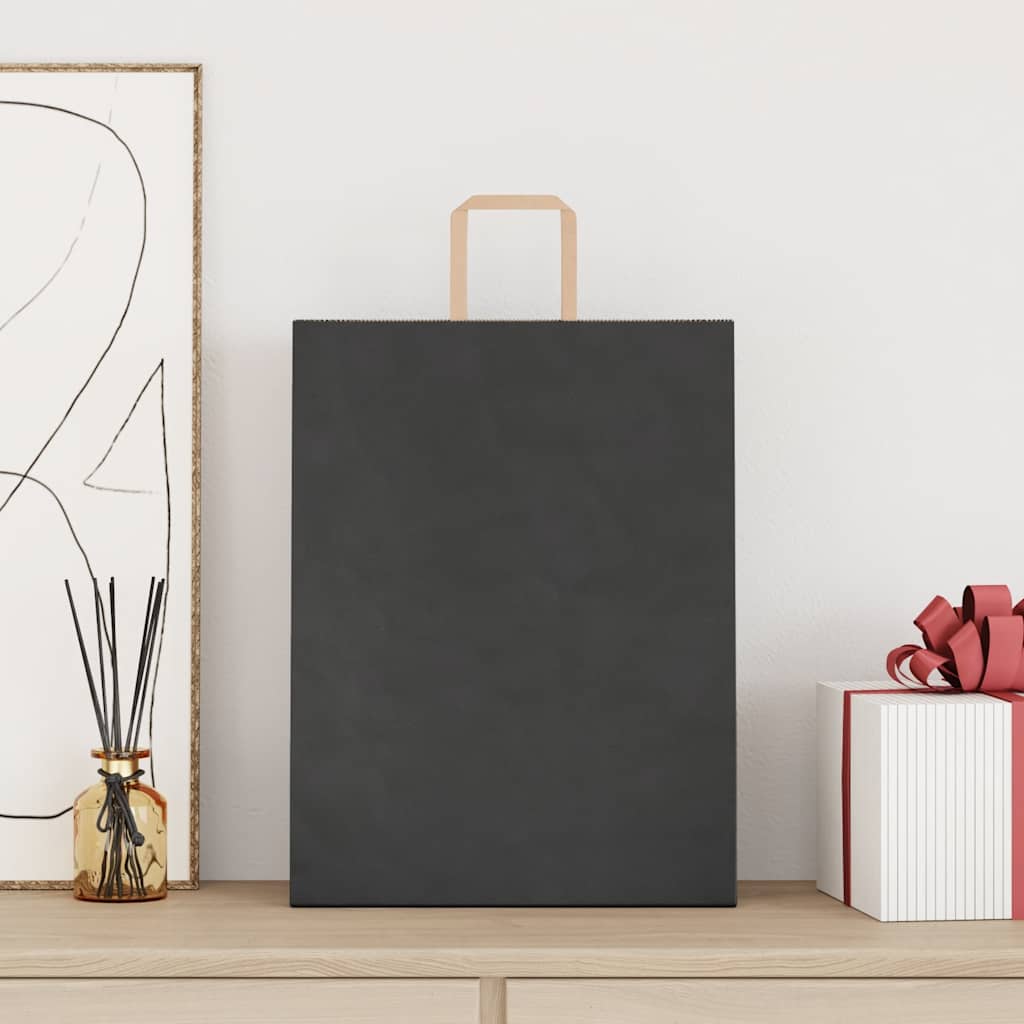 Paper Bags 50 pcs with Handles Black 32x12x42 cm