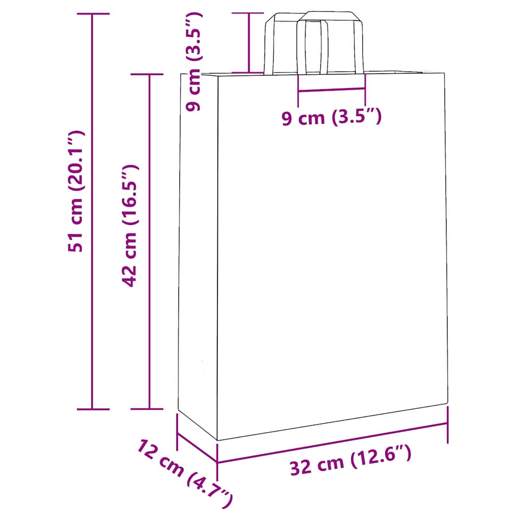 Paper Bags 50 pcs with Handles Black 32x12x42 cm