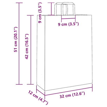 Paper Bags 50 pcs with Handles Black 32x12x42 cm