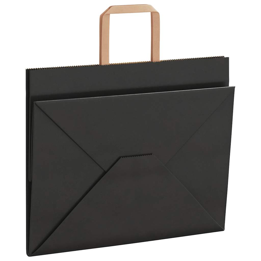Paper Bags 50 pcs with Handles Black 32x22x24 cm