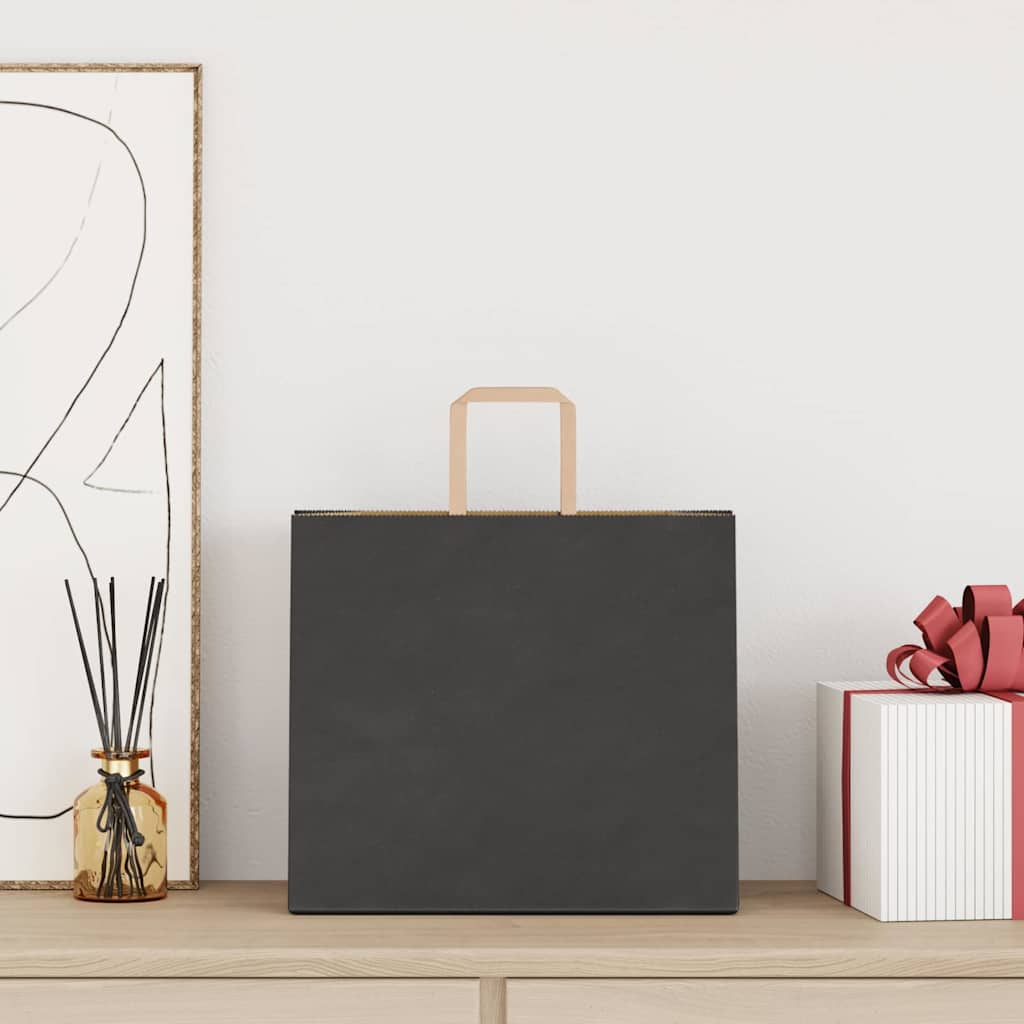 Paper Bags 50 pcs with Handles Black 32x22x28 cm