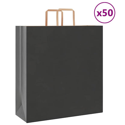Paper Bags 50 pcs with Handles Black 45x17x48 cm