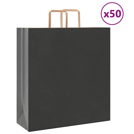 Paper Bags 50 pcs with Handles Black 45x17x48 cm