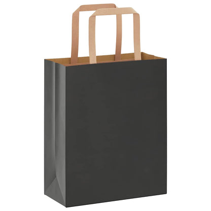 Paper Bags 250 pcs with Handles Black 18x8x22 cm