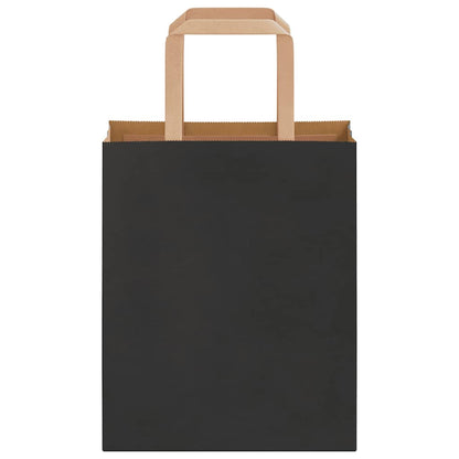 Paper Bags 250 pcs with Handles Black 18x8x22 cm