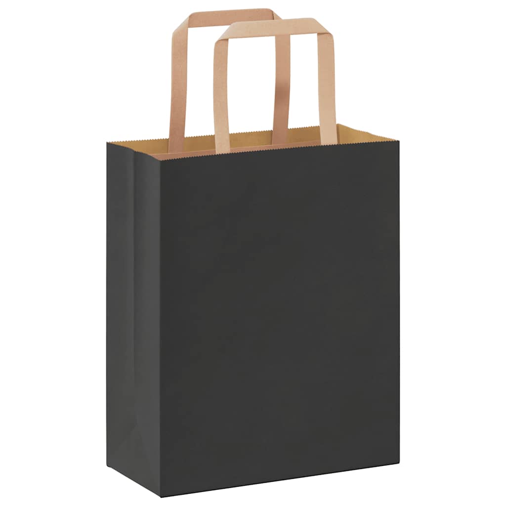 Paper Bags 250 pcs with Handles Black 18x8x22 cm