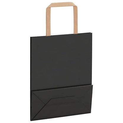 Paper Bags 250 pcs with Handles Black 18x8x22 cm