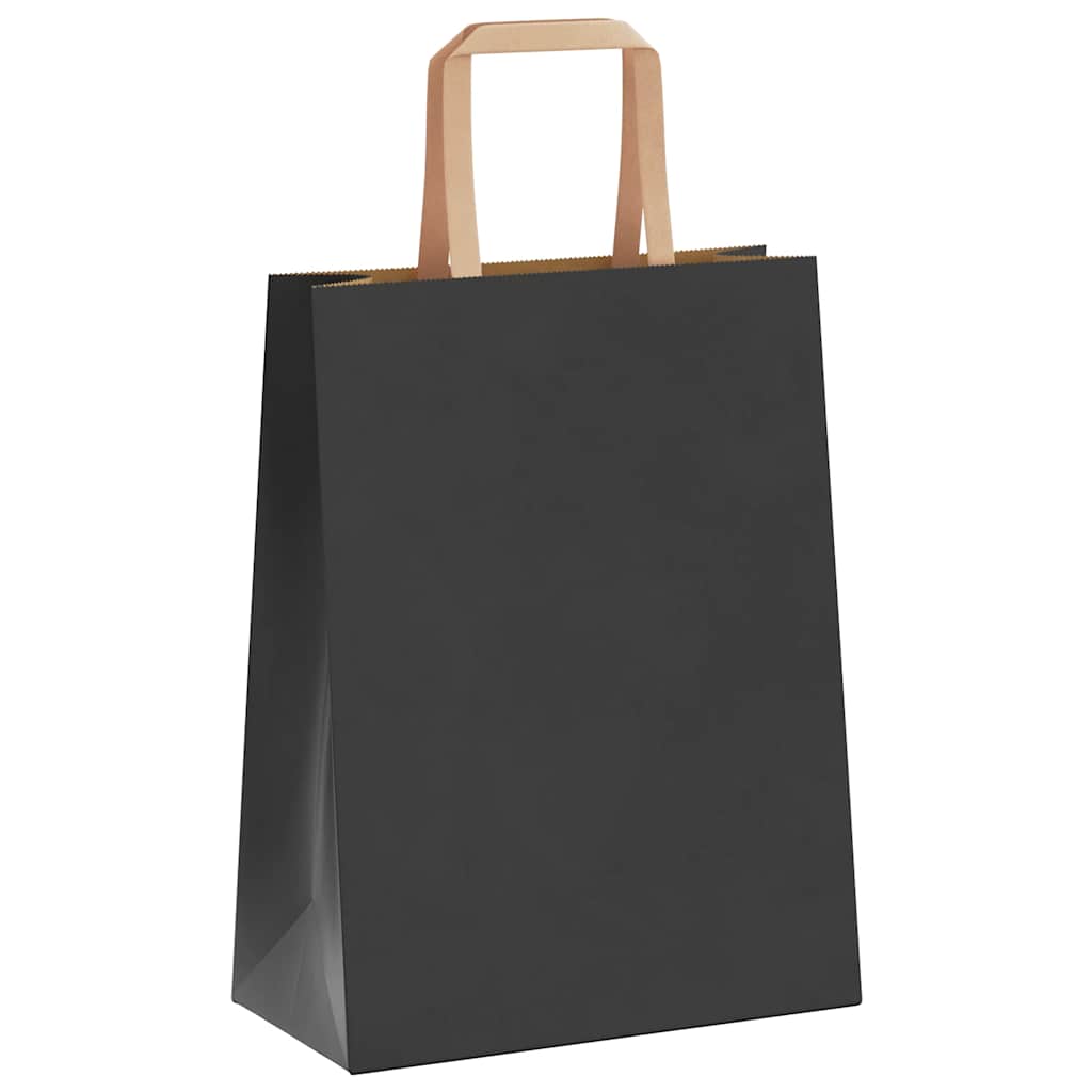 Paper Bags 250 pcs with Handles Black 21x11x28 cm