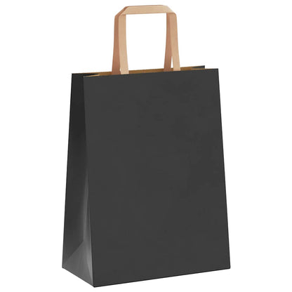 Paper Bags 250 pcs with Handles Black 21x11x28 cm