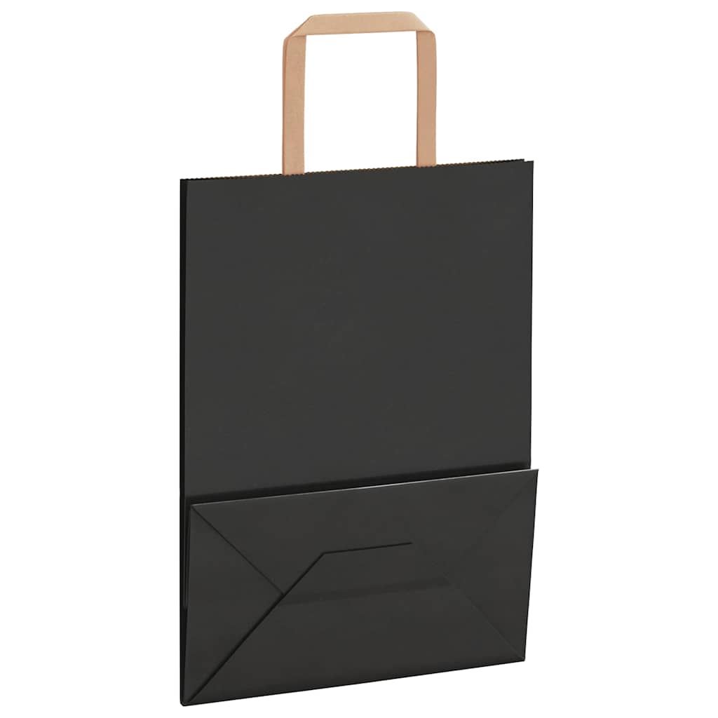 Paper Bags 250 pcs with Handles Black 21x11x28 cm