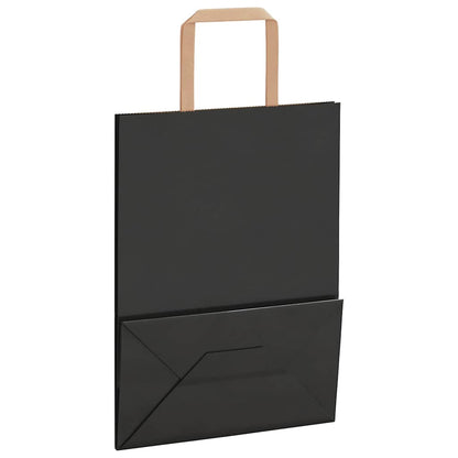 Paper Bags 250 pcs with Handles Black 21x11x28 cm