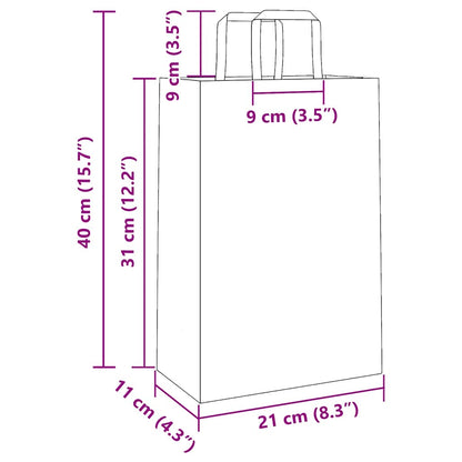 Paper Bags 250 pcs with Handles Black 21x11x31 cm