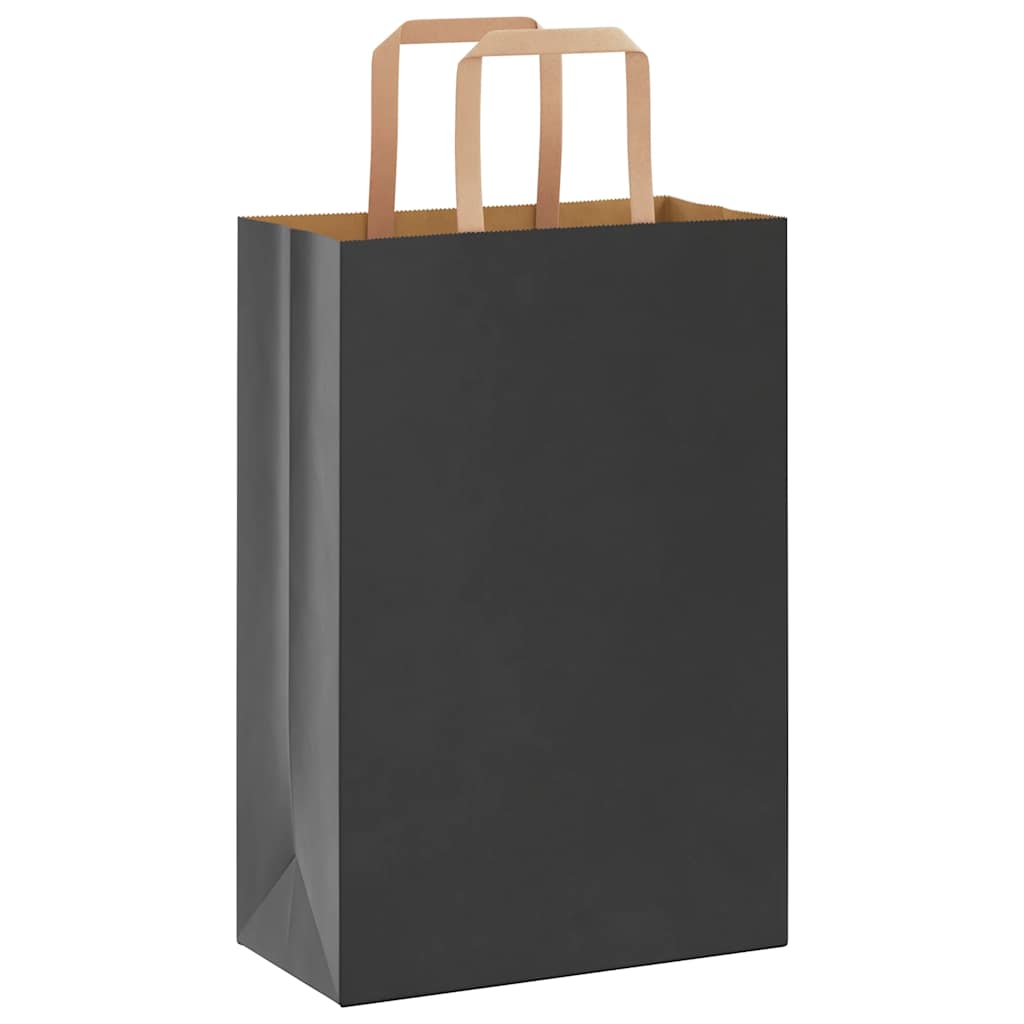 Paper Bags 250 pcs with Handles Black 21x11x31 cm