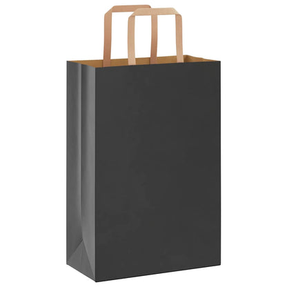 Paper Bags 250 pcs with Handles Black 21x11x31 cm