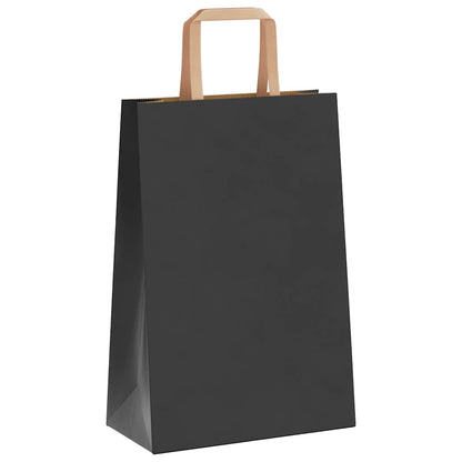 Paper Bags 250 pcs with Handles Black 21x11x31 cm