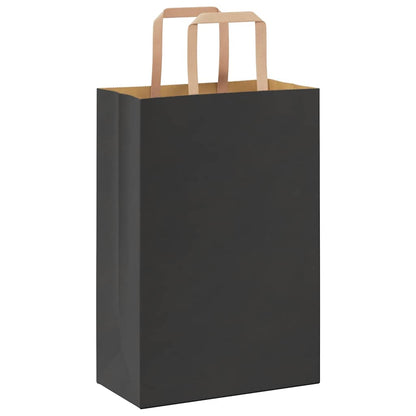Paper Bags 250 pcs with Handles Black 21x11x31 cm