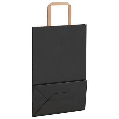 Paper Bags 250 pcs with Handles Black 21x11x31 cm