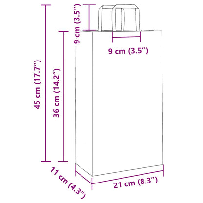 Paper Bags 250 pcs with Handles Black 21x11x36 cm