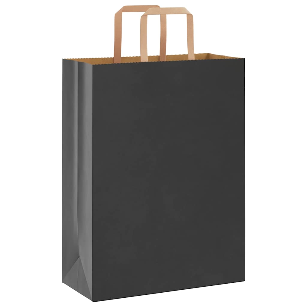 Paper Bags 250 pcs with Handles Black 26x12x35 cm