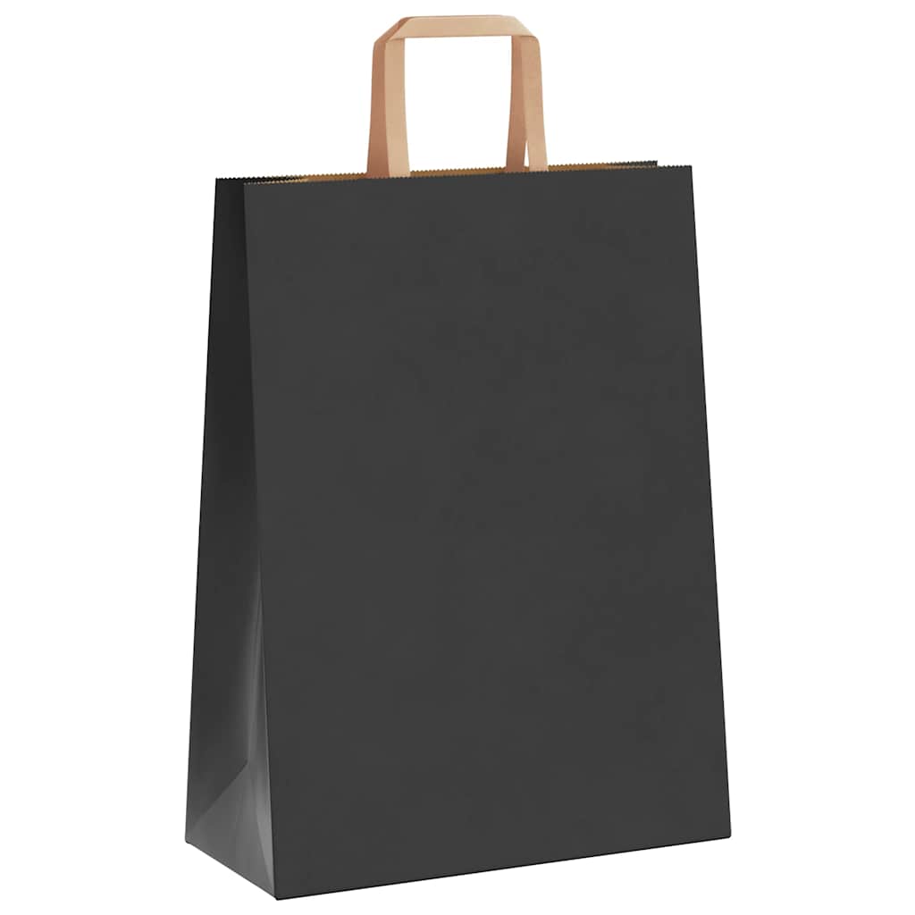 Paper Bags 250 pcs with Handles Black 26x12x35 cm