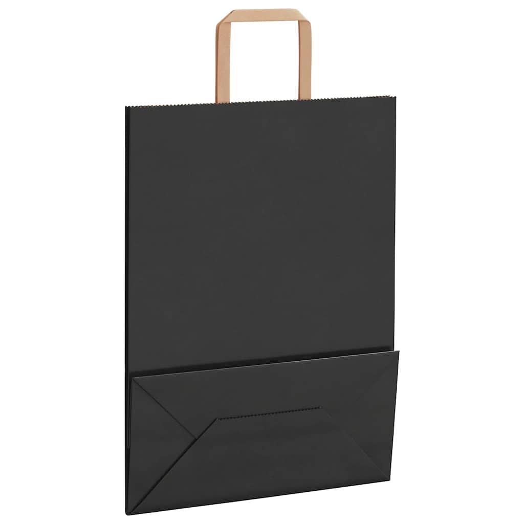 Paper Bags 250 pcs with Handles Black 26x12x35 cm