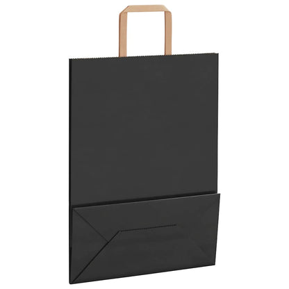 Paper Bags 250 pcs with Handles Black 26x12x35 cm