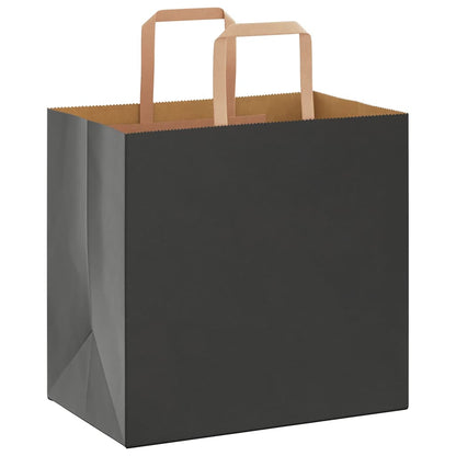 Paper Bags 250 pcs with Handles Black 26x17x25 cm