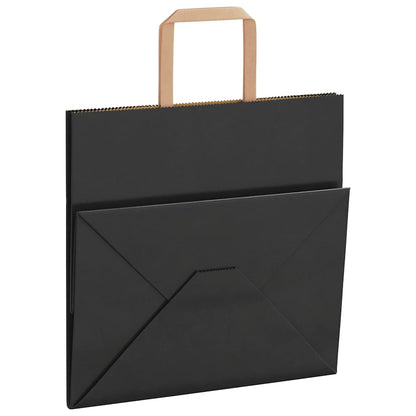 Paper Bags 250 pcs with Handles Black 26x17x25 cm