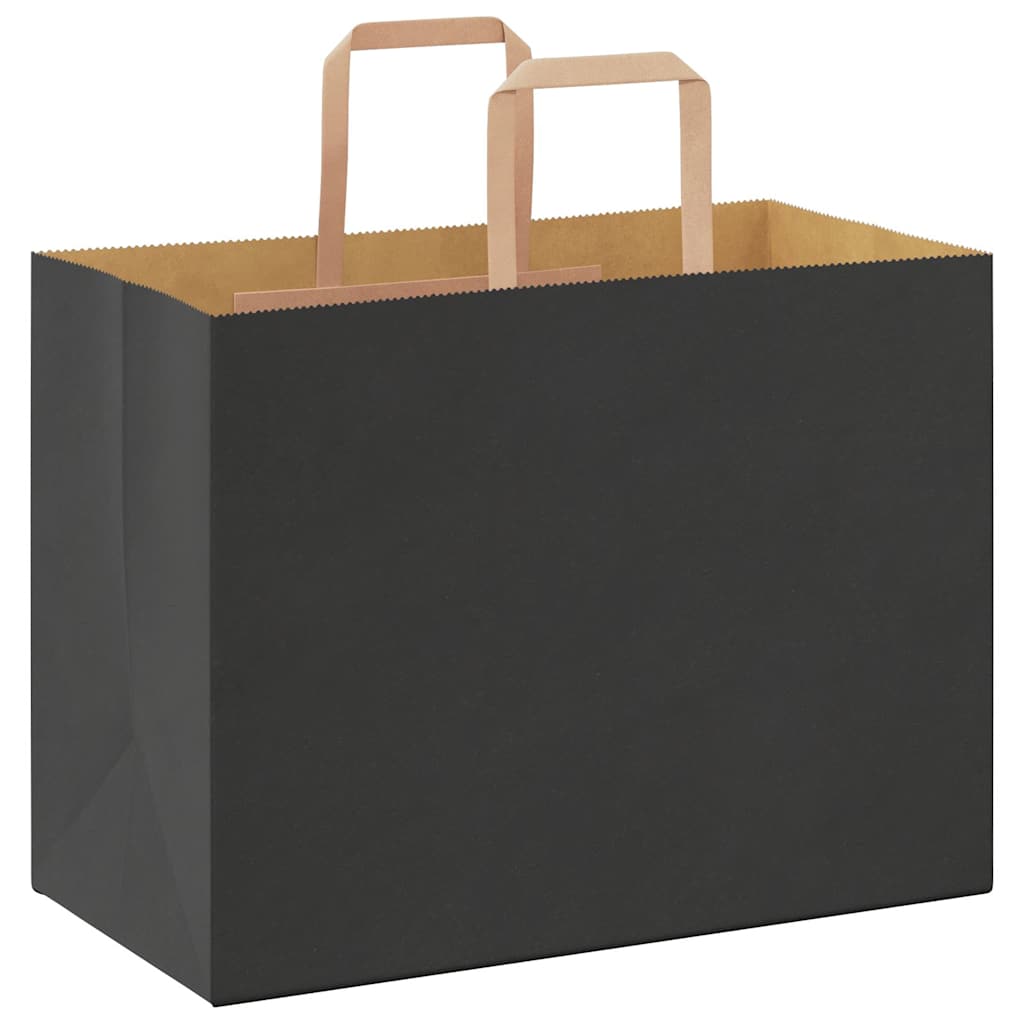 Paper Bags 250 pcs with Handles Black 32x17x25 cm